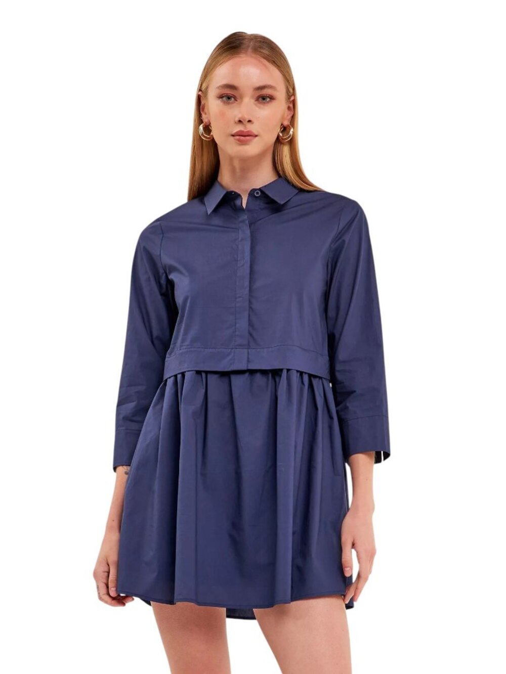 English Factory Mini Shirt Dress Navy Cotton Women's Size Small